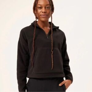 Girlfriend Collective Black Fleece Half-Zip Jacket
